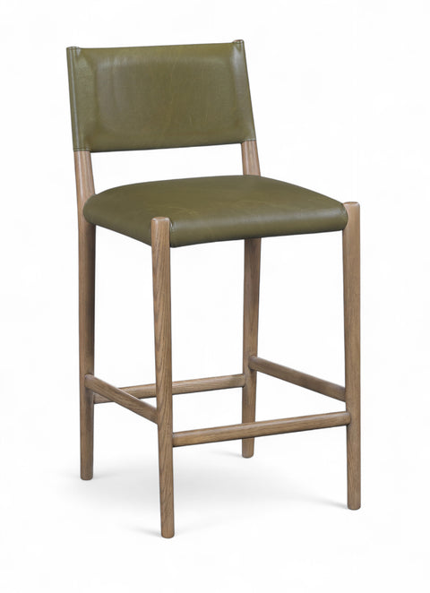 Veda Olive Vegan Leather Upholstered Counter Stool, 1 Piece