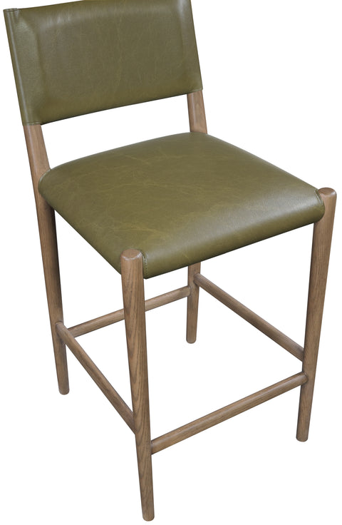 Veda Olive Vegan Leather Upholstered Counter Stool, 1 Piece