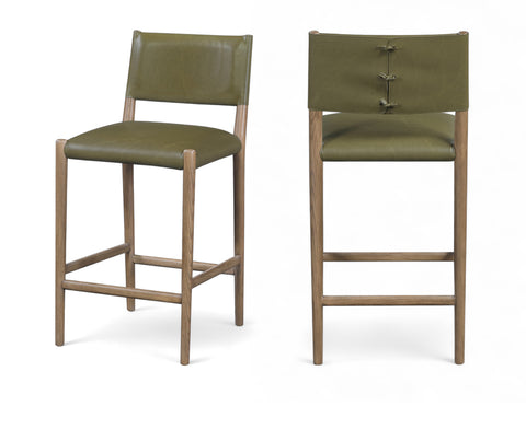 Veda Olive Vegan Leather Upholstered Counter Stool, 1 Piece