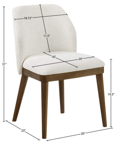 Kira Cream Linen Textured Fabric Upholstered Dining Chair, 2-Piece