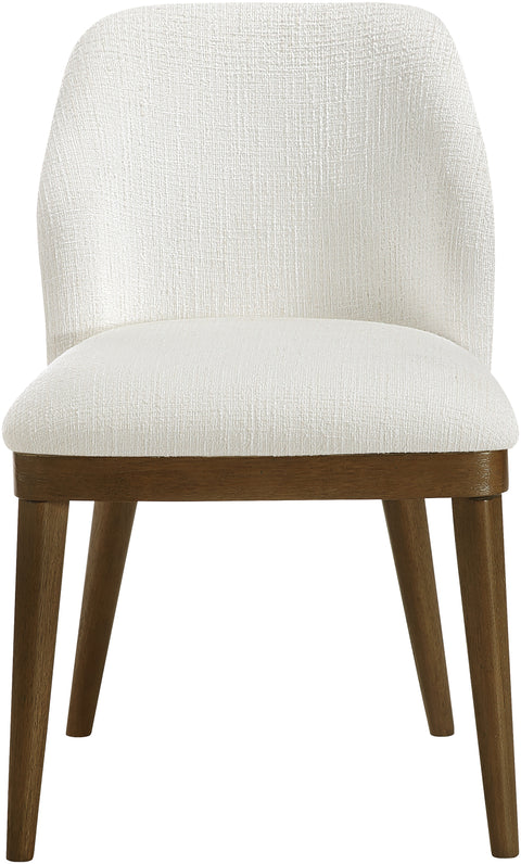 Kira Cream Linen Textured Fabric Upholstered Dining Chair, 2-Piece