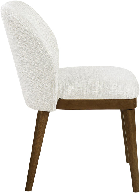 Kira Cream Linen Textured Fabric Upholstered Dining Chair, 2-Piece