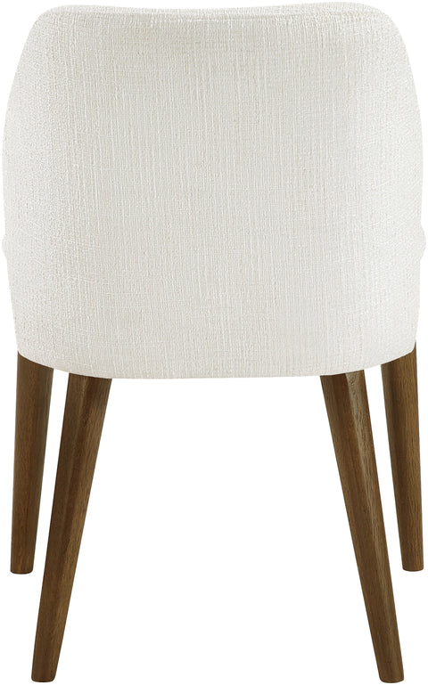 Kira Cream Linen Textured Fabric Upholstered Dining Chair, 2-Piece