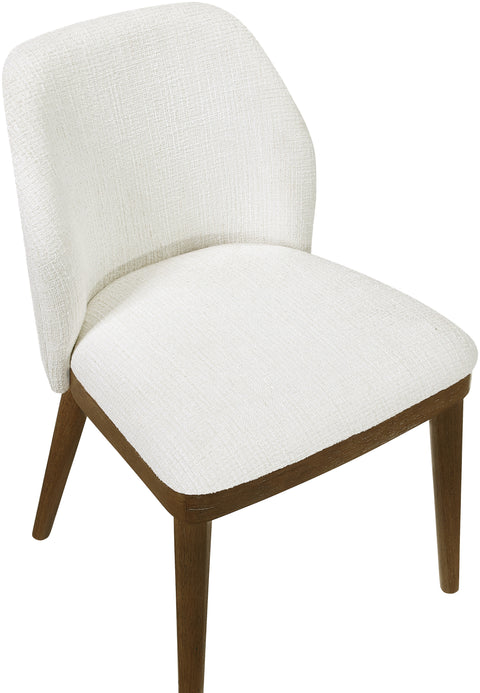 Kira Cream Linen Textured Fabric Upholstered Dining Chair, 2-Piece