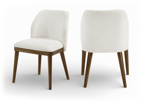 Kira Cream Linen Textured Fabric Upholstered Dining Chair, 2-Piece