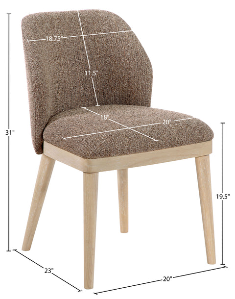 Kira Brown Linen Textured Fabric Upholstered Dining Chair, 2-Piece