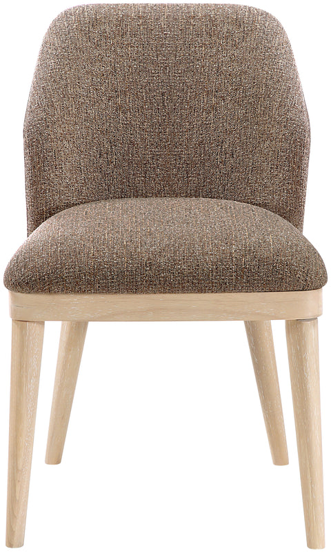 Kira Brown Linen Textured Fabric Upholstered Dining Chair, 2-Piece