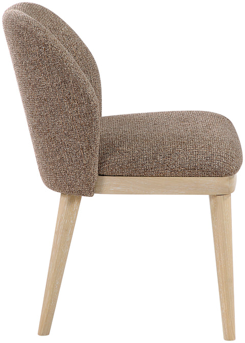 Kira Brown Linen Textured Fabric Upholstered Dining Chair, 2-Piece