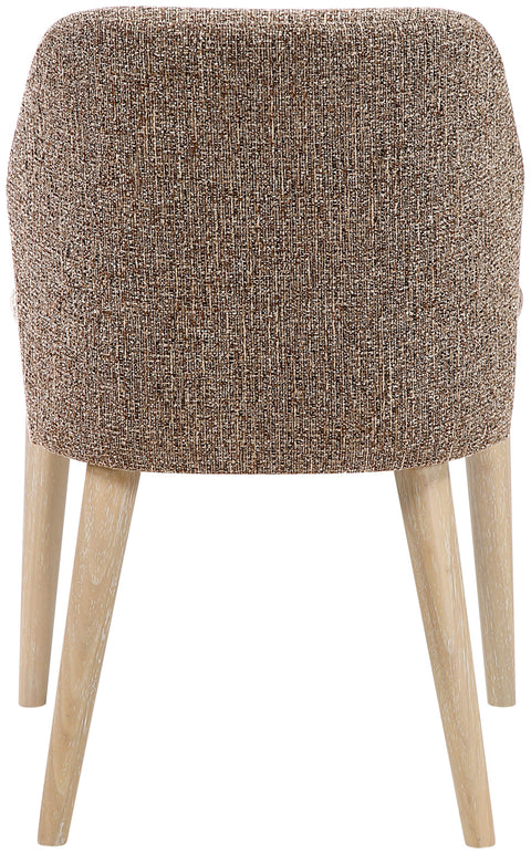 Kira Brown Linen Textured Fabric Upholstered Dining Chair, 2-Piece
