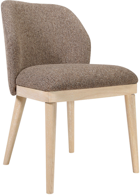 Kira Brown Linen Textured Fabric Upholstered Dining Chair, 2-Piece
