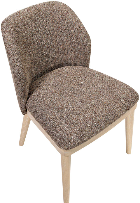 Kira Brown Linen Textured Fabric Upholstered Dining Chair, 2-Piece