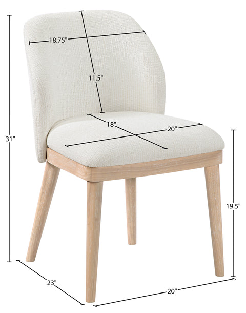Kira Cream Linen Textured Fabric Upholstered Dining Chair, 2-Piece (Style 2)