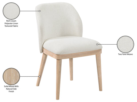 Kira Cream Linen Textured Fabric Upholstered Dining Chair, 2-Piece (Style 2)