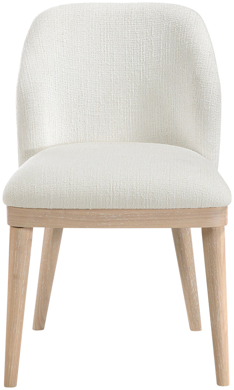 Kira Cream Linen Textured Fabric Upholstered Dining Chair, 2-Piece (Style 2)
