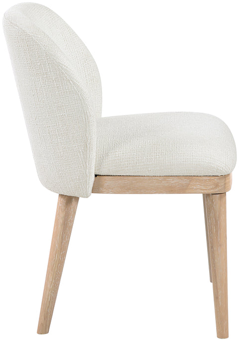 Kira Cream Linen Textured Fabric Upholstered Dining Chair, 2-Piece (Style 2)