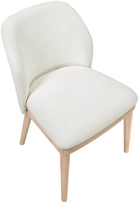 Kira Cream Linen Textured Fabric Upholstered Dining Chair, 2-Piece (Style 2)