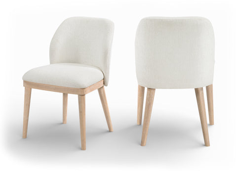 Kira Cream Linen Textured Fabric Upholstered Dining Chair, 2-Piece (Style 2)