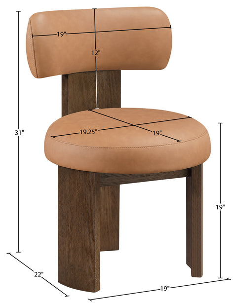 Paloma Cognac Vegan Leather Upholstered Dining Chair, 2-Piece (Style 3)