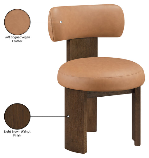 Paloma Cognac Vegan Leather Upholstered Dining Chair, 2-Piece (Style 3)