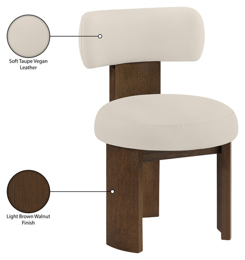 Paloma Taupe Vegan Leather Upholstered Dining Chair, 2-Piece