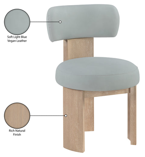 Paloma LtBlu Vegan Leather Upholstered Dining Chair, 2-Piece