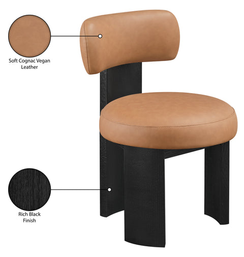 Paloma Cognac Vegan Leather Upholstered Dining Chair, 2-Piece (Style 3) (Style 2)