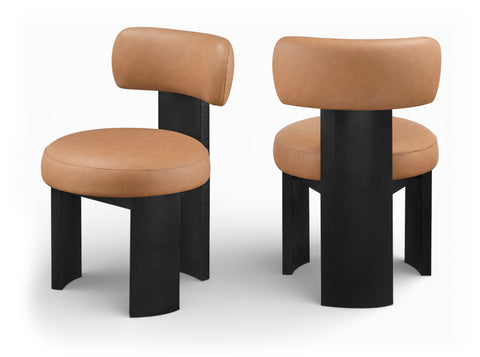 Paloma Cognac Vegan Leather Upholstered Dining Chair, 2-Piece (Style 3) (Style 2)