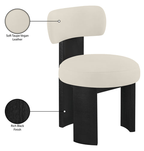 Paloma Taupe Vegan Leather Upholstered Dining Chair, 2-Piece (Style 3)