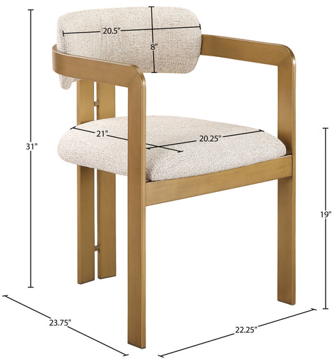 Veda Beige Linen Textured Fabric Upholstered Dining Chair, 2-Piece