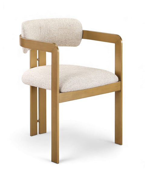 Veda Beige Linen Textured Fabric Upholstered Dining Chair, 2-Piece
