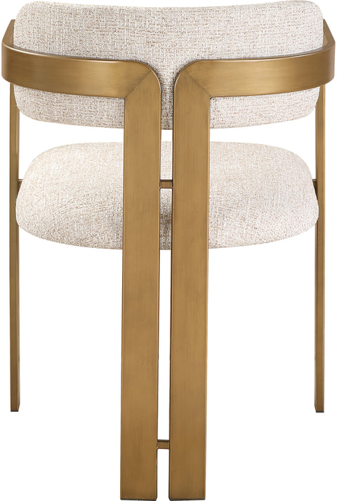 Veda Beige Linen Textured Fabric Upholstered Dining Chair, 2-Piece