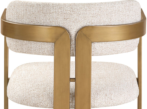 Veda Beige Linen Textured Fabric Upholstered Dining Chair, 2-Piece
