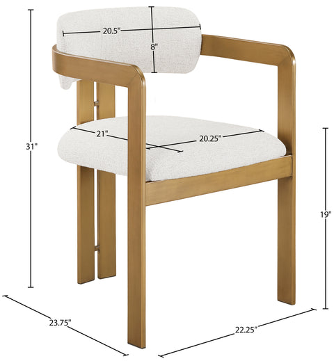 Veda Cream Linen Textured Fabric Upholstered Dining Chair, 2-Piece