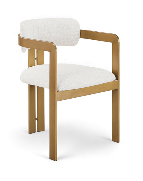 Veda Cream Linen Textured Fabric Upholstered Dining Chair, 2-Piece