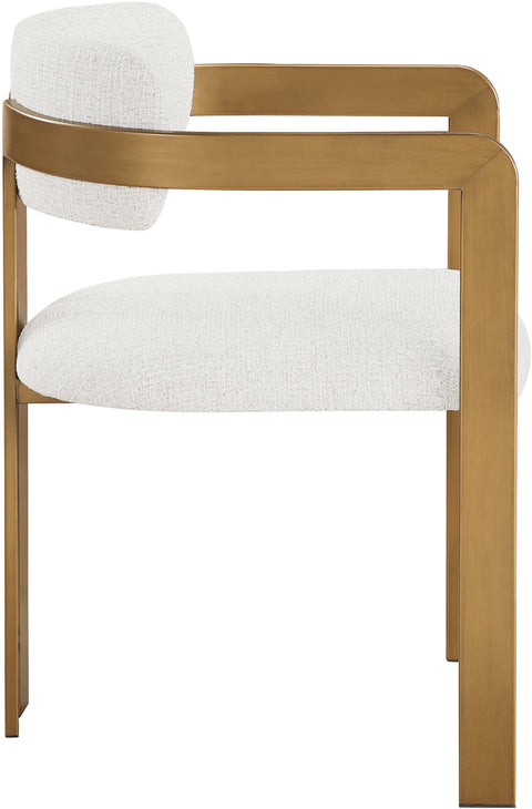 Veda Cream Linen Textured Fabric Upholstered Dining Chair, 2-Piece