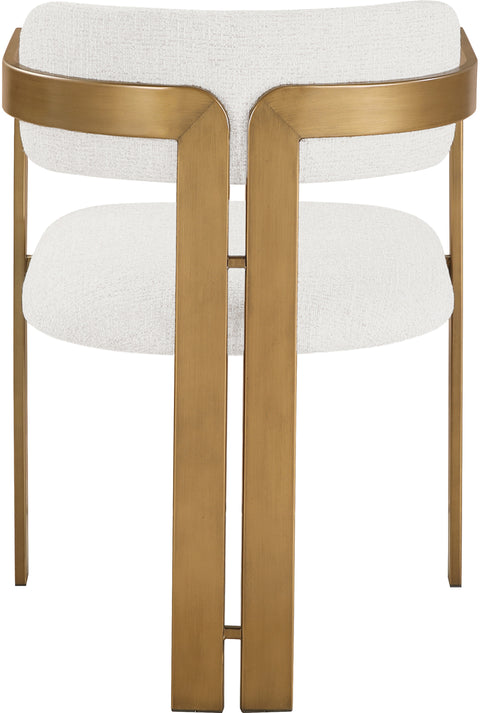 Veda Cream Linen Textured Fabric Upholstered Dining Chair, 2-Piece
