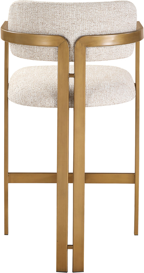 Veda Beige Linen Textured Fabric Upholstered Counter Stool, 1 Piece