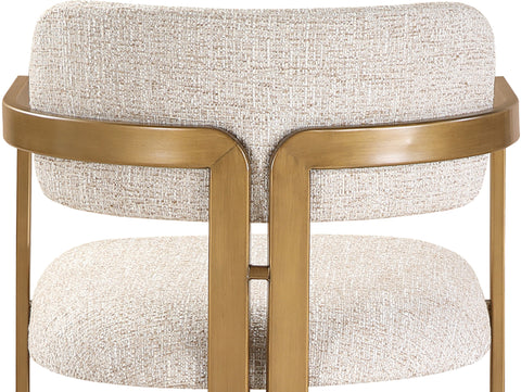Veda Beige Linen Textured Fabric Upholstered Counter Stool, 1 Piece