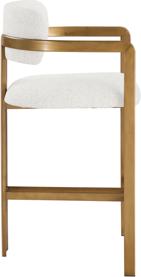 Veda Cream Linen Textured Fabric Upholstered Counter Stool, 1 Piece