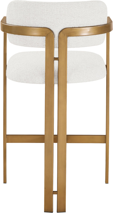 Veda Cream Linen Textured Fabric Upholstered Counter Stool, 1 Piece