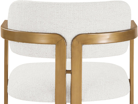 Veda Cream Linen Textured Fabric Upholstered Counter Stool, 1 Piece