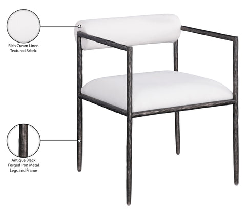 Hadley Cream Linen Textured Fabric Upholstered Dining Chair, 2-Piece