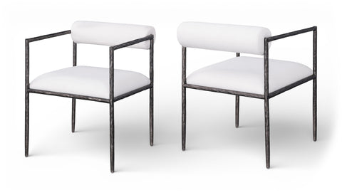 Hadley Cream Linen Textured Fabric Upholstered Dining Chair, 2-Piece