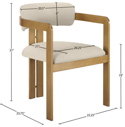 Veda Beige Vegan Leather Upholstered Dining Chair, 2-Piece