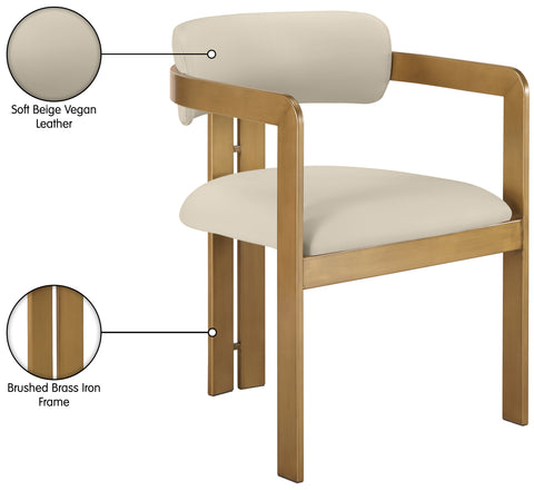 Veda Beige Vegan Leather Upholstered Dining Chair, 2-Piece