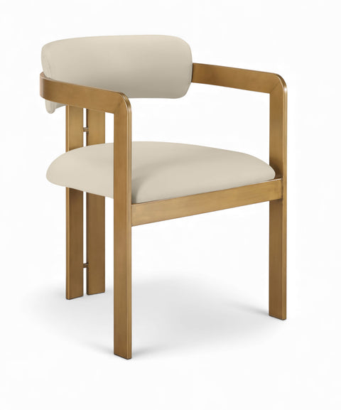 Veda Beige Vegan Leather Upholstered Dining Chair, 2-Piece