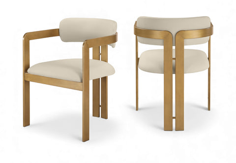 Veda Beige Vegan Leather Upholstered Dining Chair, 2-Piece