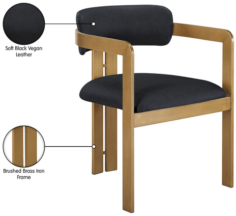 Veda Black Vegan Leather Upholstered Dining Chair, 2-Piece