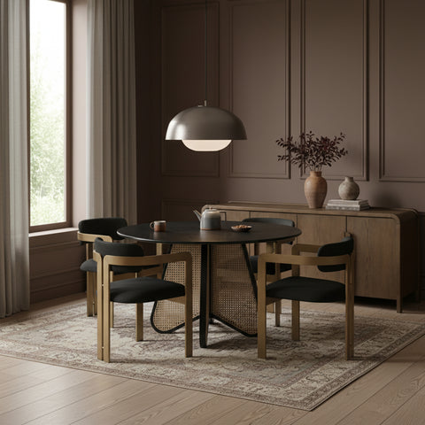 Veda Black Vegan Leather Upholstered Dining Chair, 2-Piece