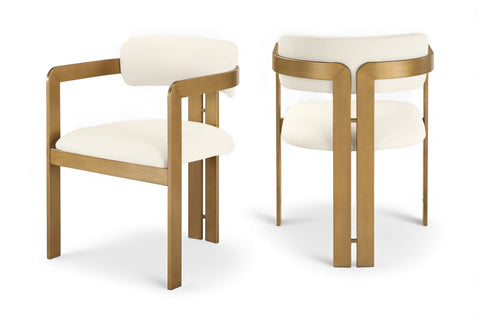 Veda Cream Vegan Leather Upholstered Dining Chair, 2-Piece (Style 3)